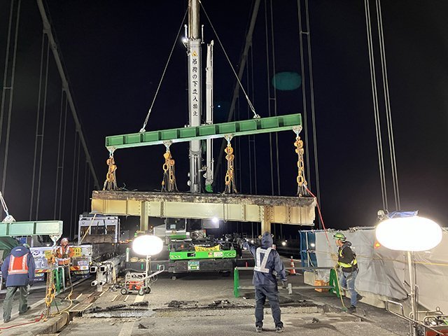 縦桁・横桁一括撤去状況